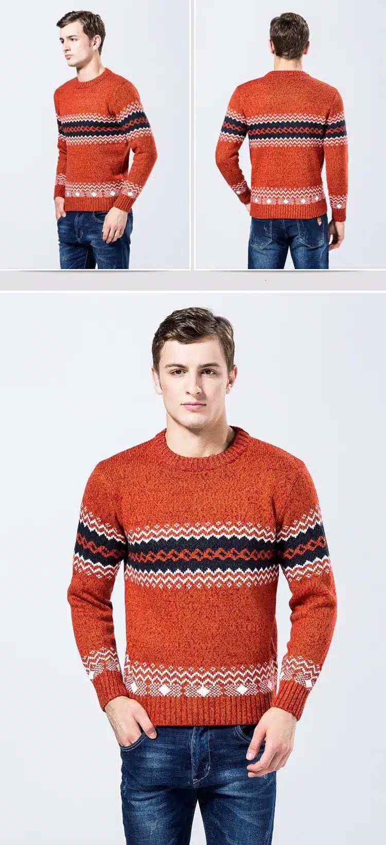 New LetsKeep 2017 men's knitted sweater patterns Striped thick pullover sweaters winter casual round neck wool sweater men,MA270 10