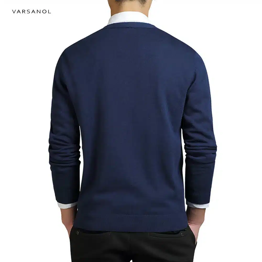 Varsanol Cotton Sweater Men Long Sleeve Cardigan Mens V-Neck Sweaters Loose Solid Button Fit Knitting Casual Style Clothing New 10