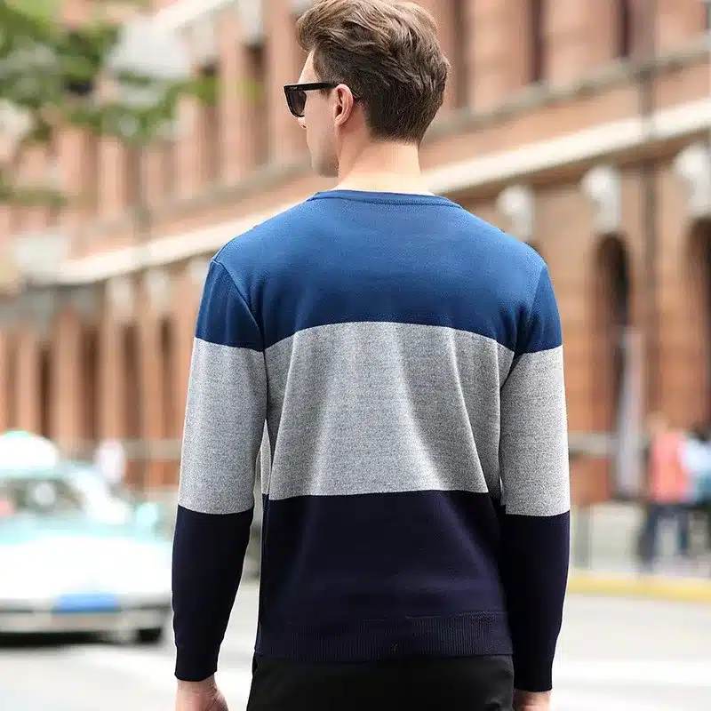 Plaid Color Pullover Men O-Neck Sweater Men Long Sleeve Shirt Mens Sweaters Wool Casual Dress Brand Cashmere Knitwear Pull Homme 9