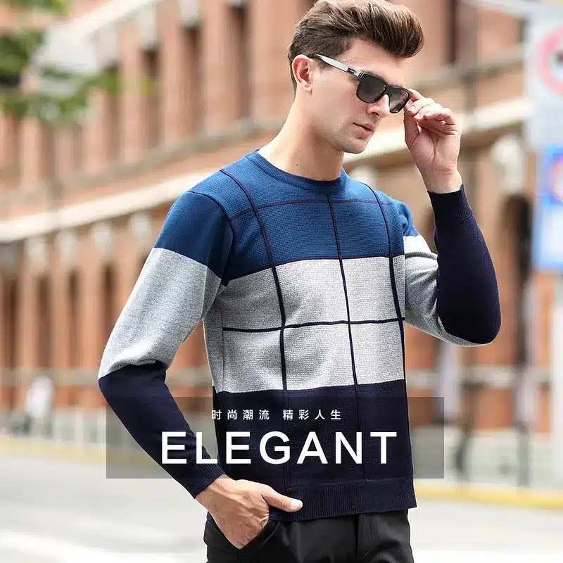 Plaid Color Pullover Men O-Neck Sweater Men Long Sleeve Shirt Mens Sweaters Wool Casual Dress Brand Cashmere Knitwear Pull Homme 13