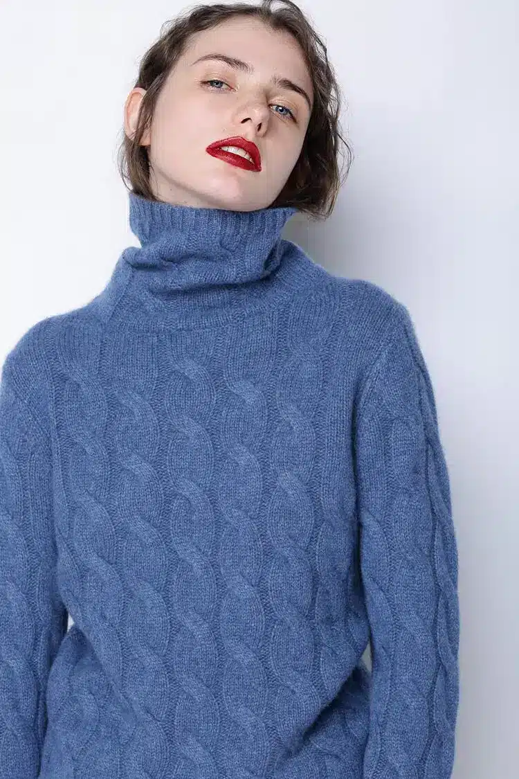 High collar cashmere sweater women thick sweater fashion 2017 autumn and winter new twist knitted bottom wool sweater 11
