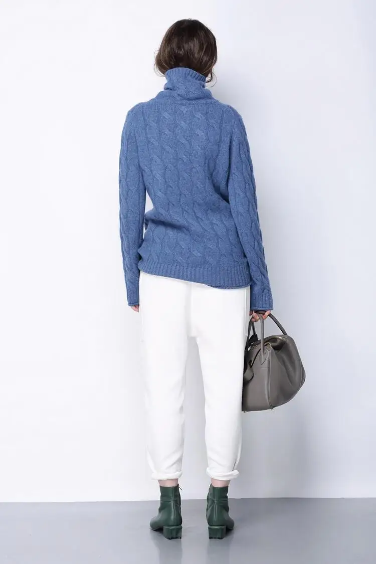 High collar cashmere sweater women thick sweater fashion 2017 autumn and winter new twist knitted bottom wool sweater 13