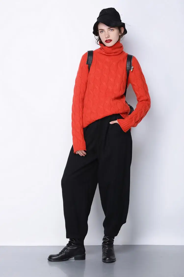 High collar cashmere sweater women thick sweater fashion 2017 autumn and winter new twist knitted bottom wool sweater 14