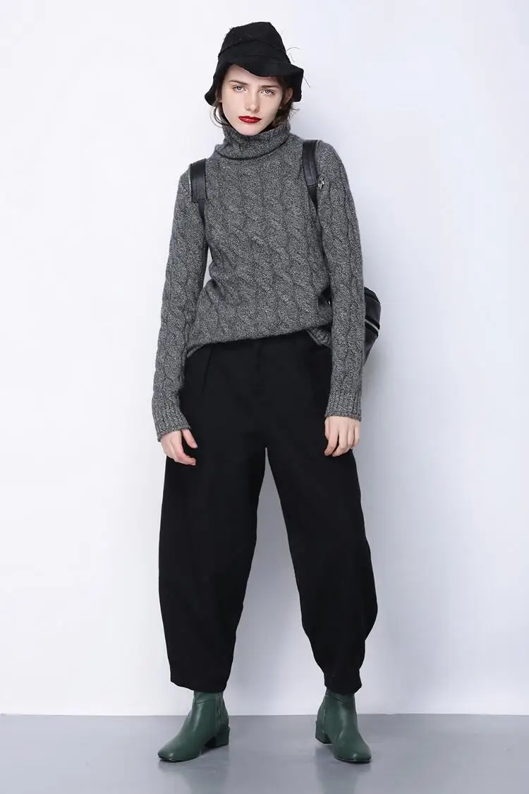 High collar cashmere sweater women thick sweater fashion 2017 autumn and winter new twist knitted bottom wool sweater 17