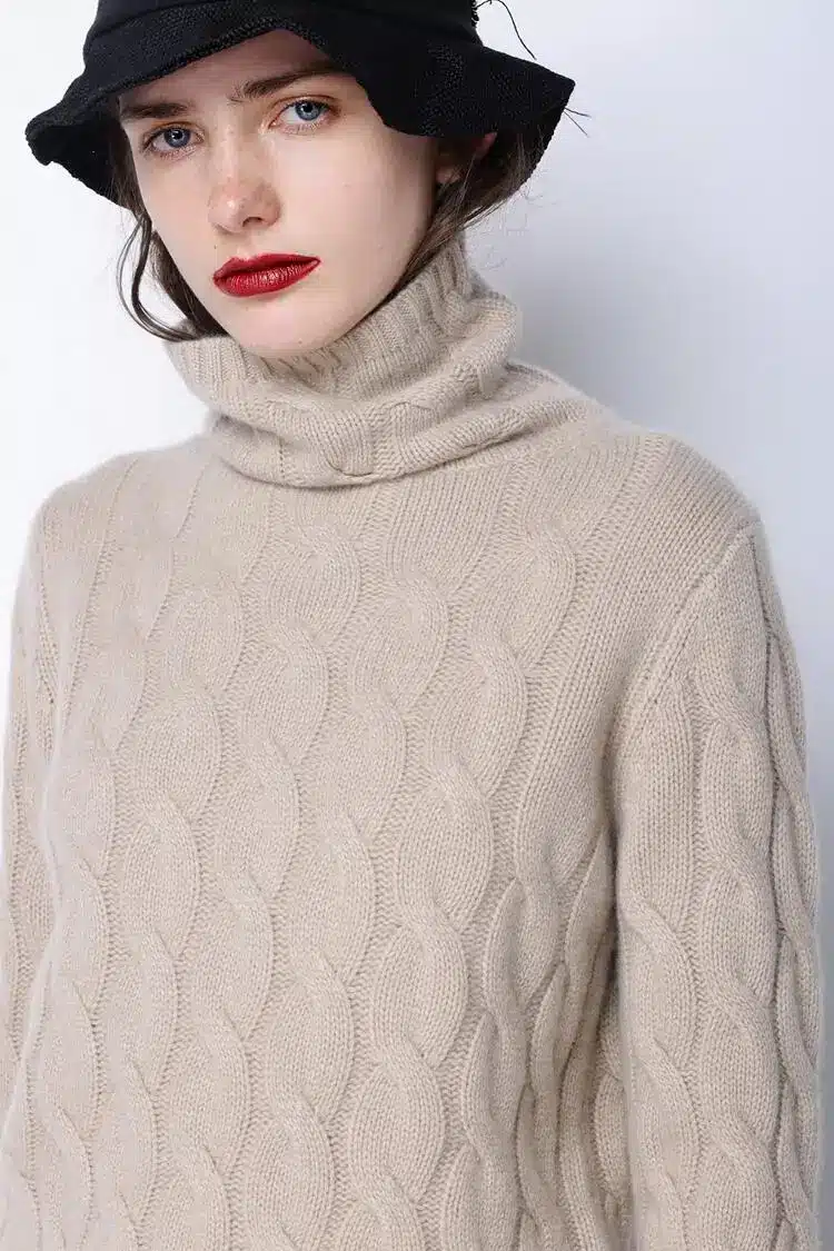 High collar cashmere sweater women thick sweater fashion 2017 autumn and winter new twist knitted bottom wool sweater 20