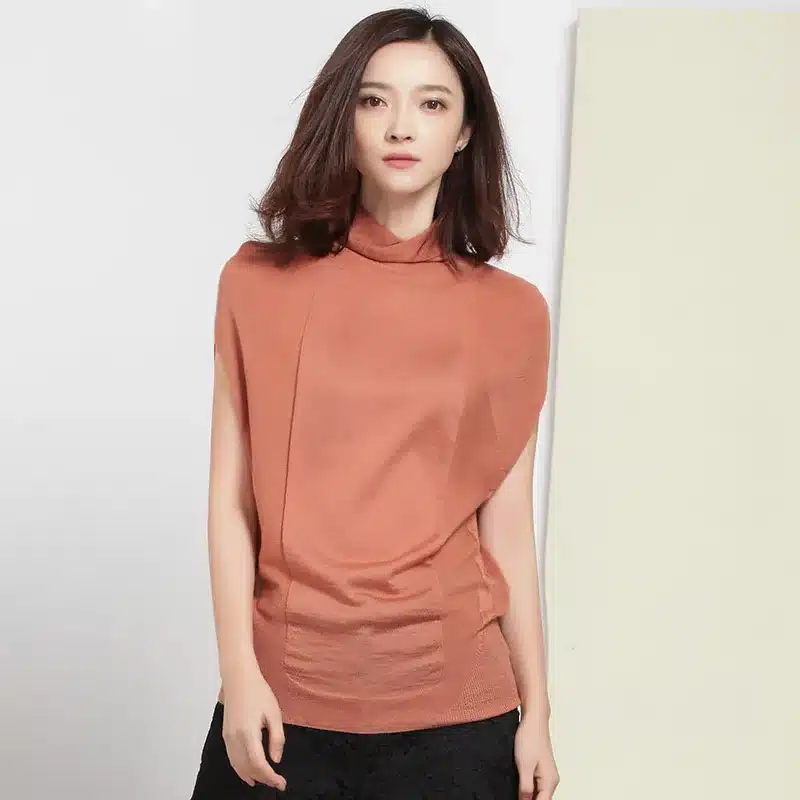 [XITAO] 2017 Autumn New Elegant Women Loose 50% Wool Solid Turtleneck Pullover Thin Sleeveless Casual Style Sweater HHB-002 17