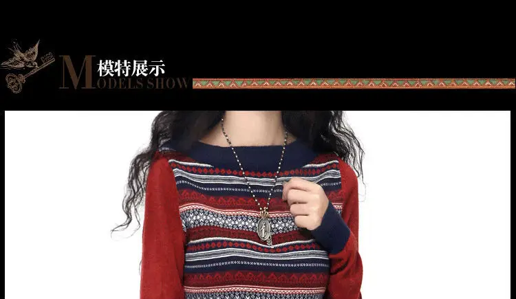 Womens Vintage Long Contrast Color Knitted Cashmere Wool Sweaters And Pullovers Ladies Spring Autumn Slim Warm Jumpers Pull Feme 9