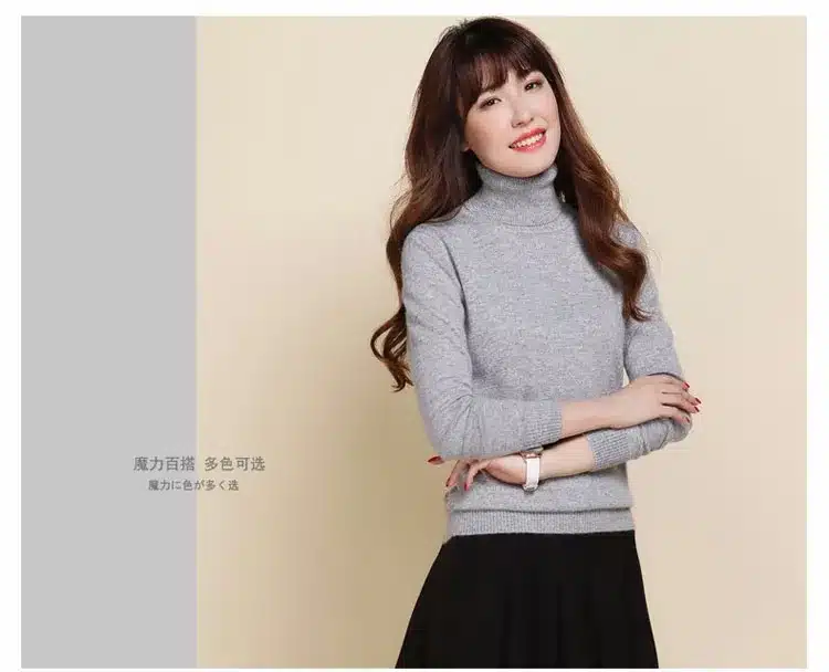 Lafarvie Slim Cashmere Blended Knitted Sweater Women Tops Quality Autumn Winter Turtleneck Full sleeve Female Pullover Wool Pull 13