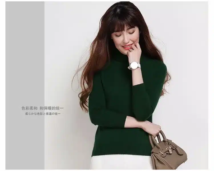 Lafarvie Slim Cashmere Blended Knitted Sweater Women Tops Quality Autumn Winter Turtleneck Full sleeve Female Pullover Wool Pull 14