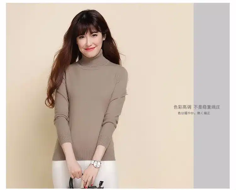 Lafarvie Slim Cashmere Blended Knitted Sweater Women Tops Quality Autumn Winter Turtleneck Full sleeve Female Pullover Wool Pull 15
