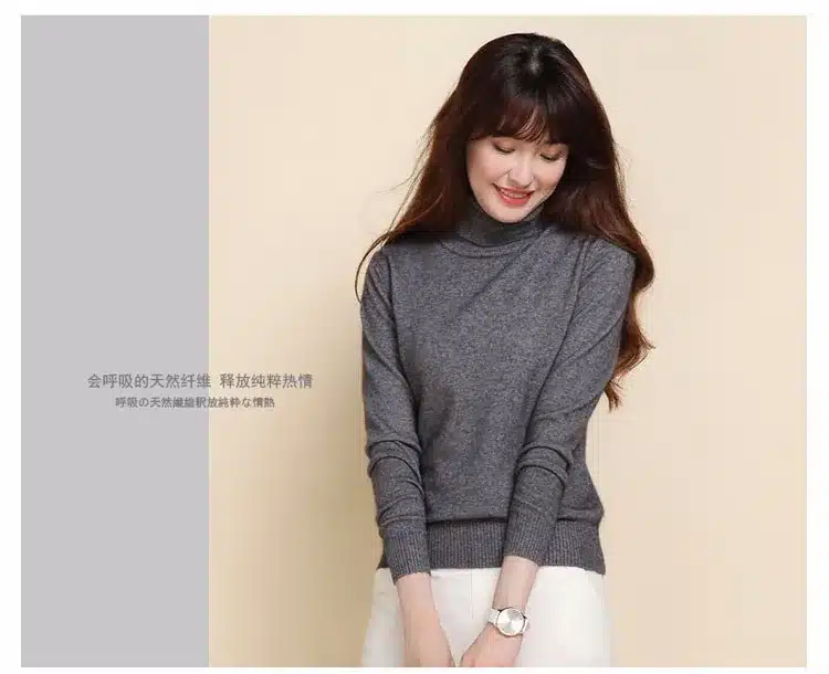 Lafarvie Slim Cashmere Blended Knitted Sweater Women Tops Quality Autumn Winter Turtleneck Full sleeve Female Pullover Wool Pull 16