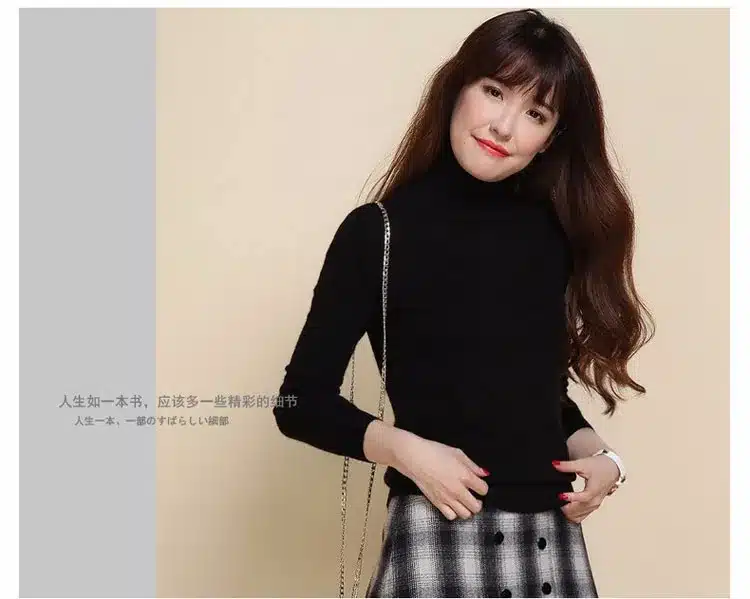 Lafarvie Slim Cashmere Blended Knitted Sweater Women Tops Quality Autumn Winter Turtleneck Full sleeve Female Pullover Wool Pull 17