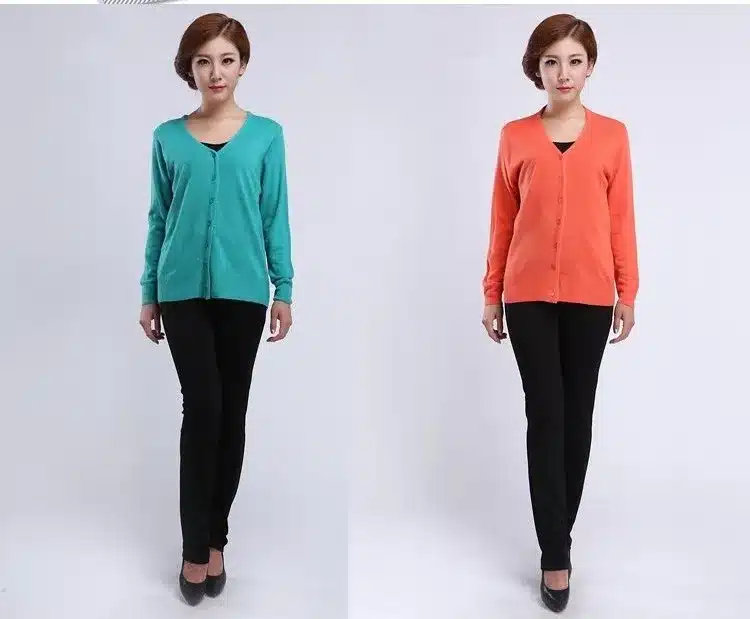 2017 Spring Autumn Wool Sweater V-neck Knit Jacket Cardigan Women Long Sleeve Pure Color Casual Crochet Blouse Tops Plus Size 5