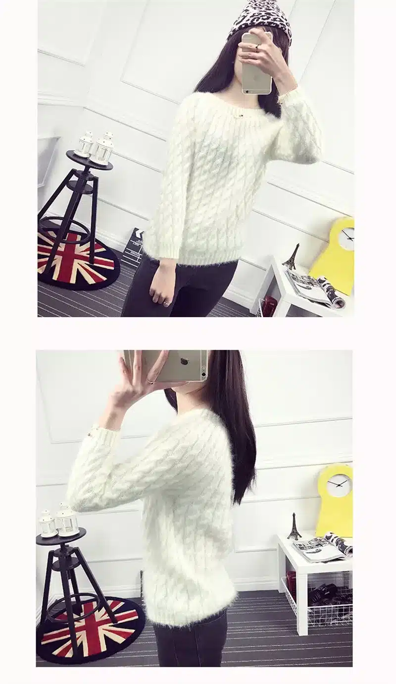 Fashion Casual Solid Color Wild Bottoming Knit Sweater hedging Hippocampus Loose Sweater Retro Twist Thick Wool Sweater Slim 20