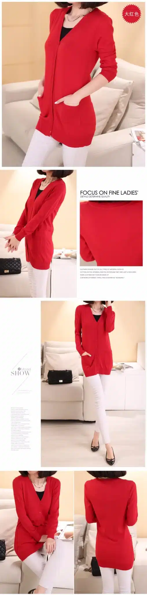 Lafarvie 2017 Spring Autumn Cashmere Knitted Sweater Women Medium-long Female Cardigan Wool Loose Long-sleeve Plus Size Pull 11