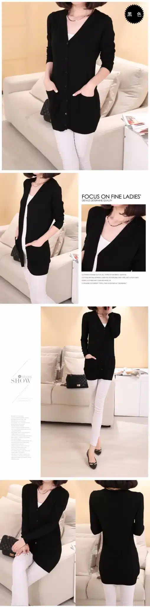 Lafarvie 2017 Spring Autumn Cashmere Knitted Sweater Women Medium-long Female Cardigan Wool Loose Long-sleeve Plus Size Pull 12