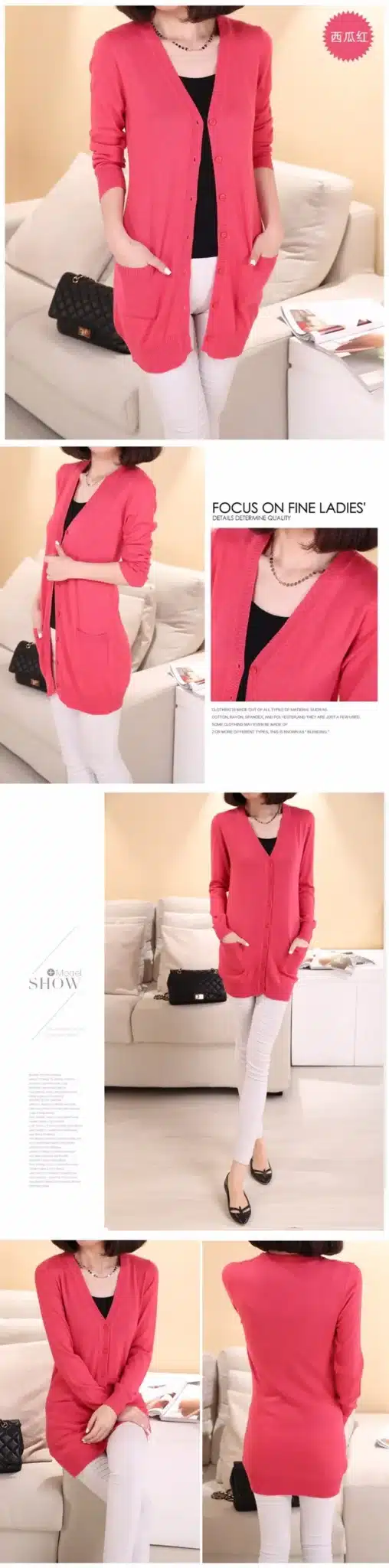 Lafarvie 2017 Spring Autumn Cashmere Knitted Sweater Women Medium-long Female Cardigan Wool Loose Long-sleeve Plus Size Pull 14