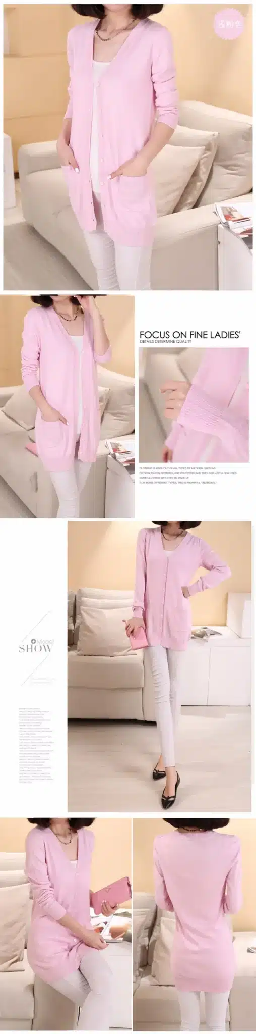 Lafarvie 2017 Spring Autumn Cashmere Knitted Sweater Women Medium-long Female Cardigan Wool Loose Long-sleeve Plus Size Pull 15