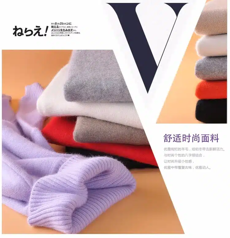 Lafarvie Loose Cashmere Blended Knitted Long Sweater Women Tops Autumn Winter Female Pullover Turtleneck Full Sleeve Solid Color 4