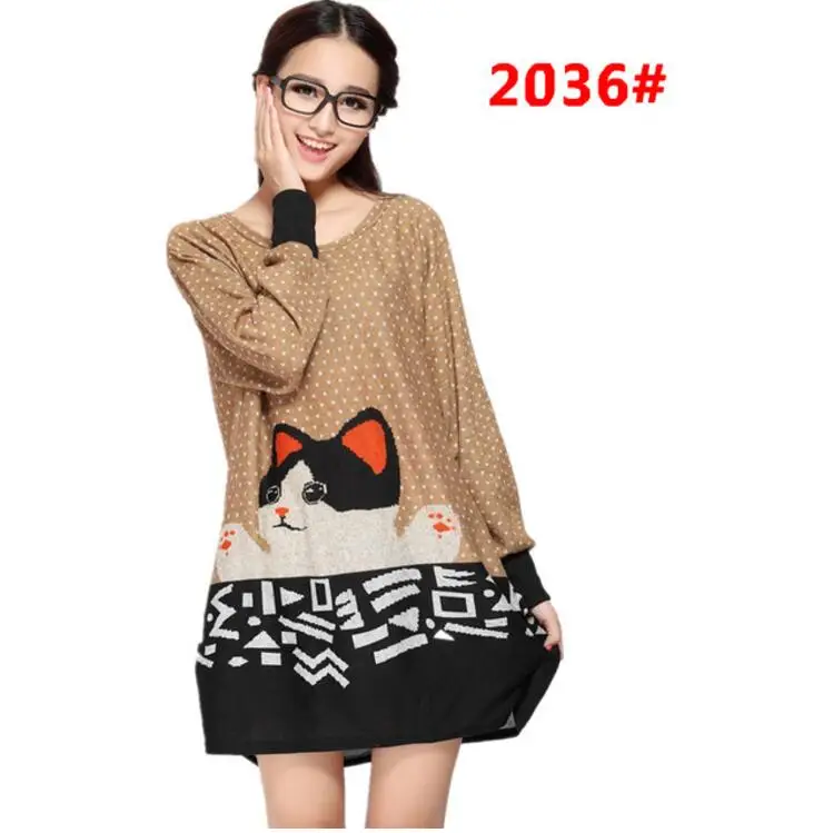 L-5XL plus size 2017 new winter Autumn women casual long-sleeve Sweaters tops loose tiger Floral print pullover loose tunic 36