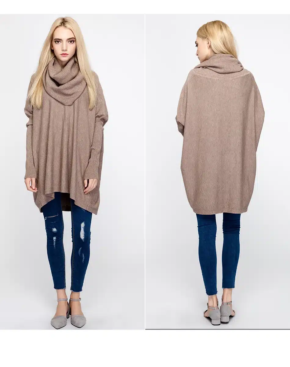 Plus Size Women Sweaters 2017 Autumn Knitting Turtleneck Cotton Solid Batwing Female Casual Basic Fashion Winter Loose Pullover 6