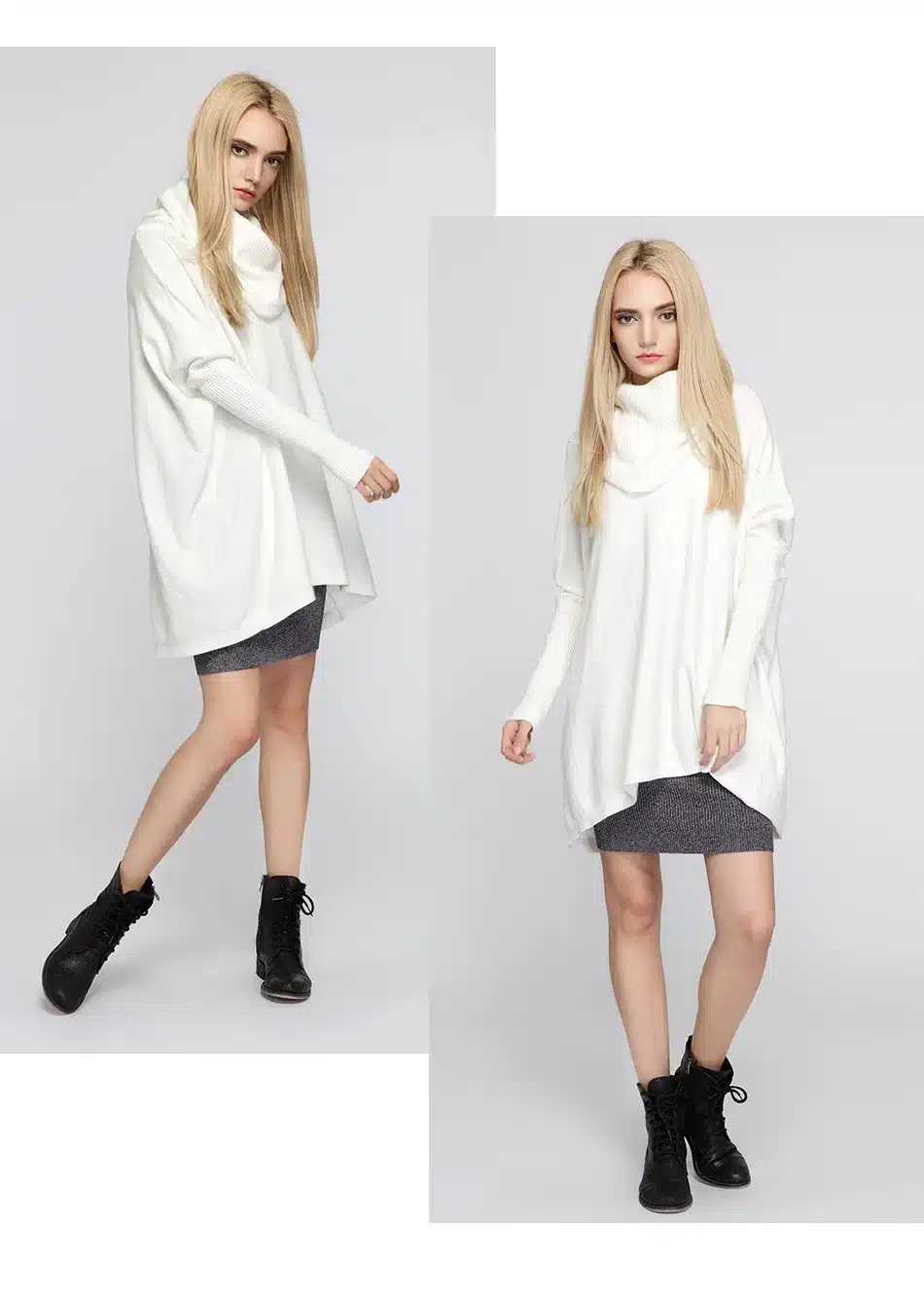 Plus Size Women Sweaters 2017 Autumn Knitting Turtleneck Cotton Solid Batwing Female Casual Basic Fashion Winter Loose Pullover 7