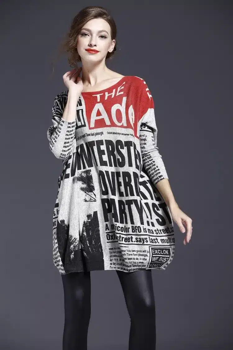 Cheerart Oversized Sweater Women Loose Knitted Print Plus Size Sweaters And Pullovers Jumper Autumn Winter Pull Femme 21