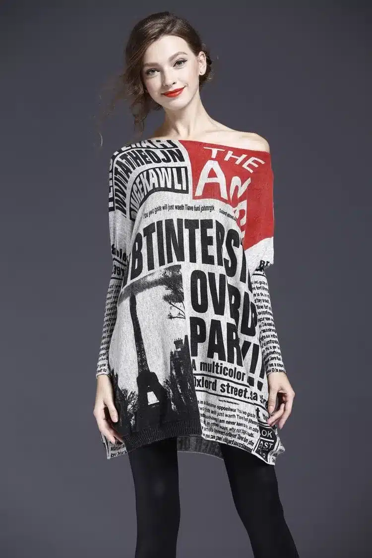 Cheerart Oversized Sweater Women Loose Knitted Print Plus Size Sweaters And Pullovers Jumper Autumn Winter Pull Femme 22