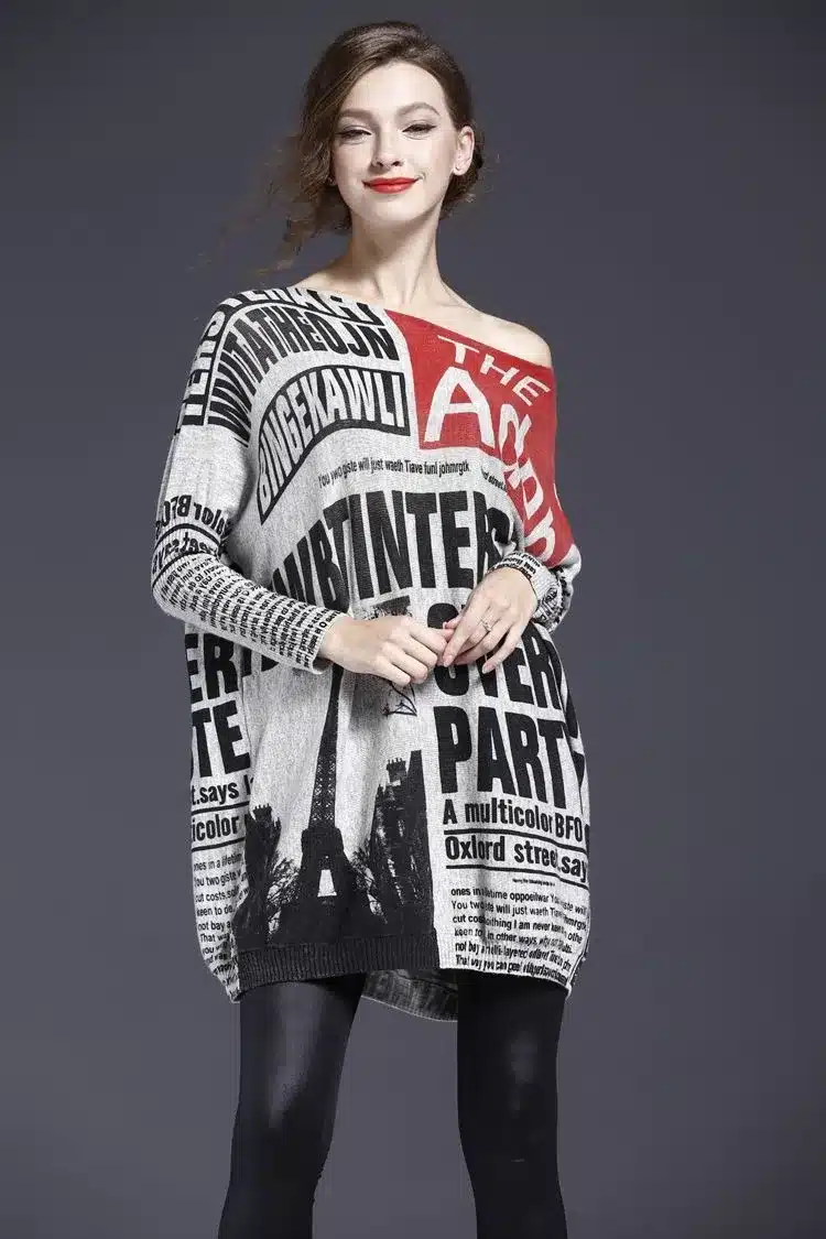 Cheerart Oversized Sweater Women Loose Knitted Print Plus Size Sweaters And Pullovers Jumper Autumn Winter Pull Femme 23