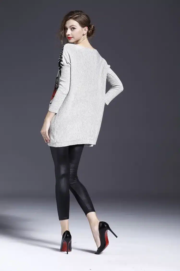 Cheerart Oversized Sweater Women Loose Knitted Print Plus Size Sweaters And Pullovers Jumper Autumn Winter Pull Femme 29