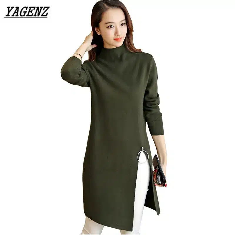 2017 NEW Women Knitted Sweater Fashion Spring Autumn Sexy Side Split Irregular Casual Pullover Sweater Lady Knitwear YAGENZ K320 12
