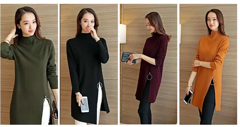 2017 NEW Women Knitted Sweater Fashion Spring Autumn Sexy Side Split Irregular Casual Pullover Sweater Lady Knitwear YAGENZ K320 14