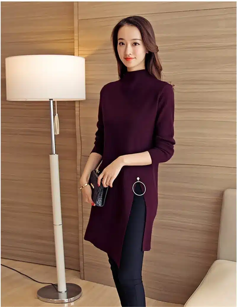 2017 NEW Women Knitted Sweater Fashion Spring Autumn Sexy Side Split Irregular Casual Pullover Sweater Lady Knitwear YAGENZ K320 16