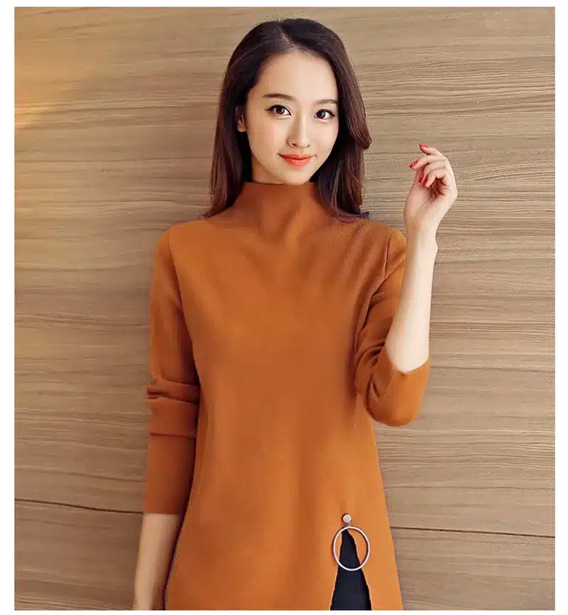 2017 NEW Women Knitted Sweater Fashion Spring Autumn Sexy Side Split Irregular Casual Pullover Sweater Lady Knitwear YAGENZ K320 19