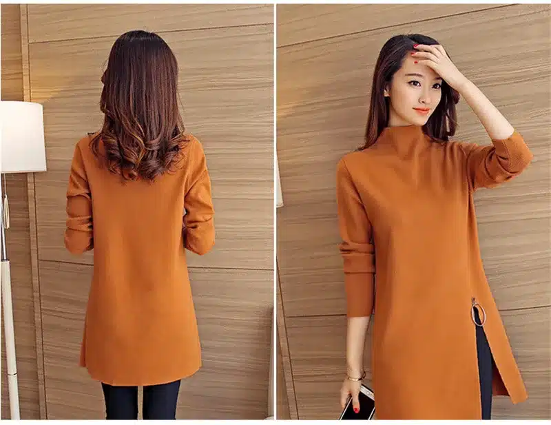 2017 NEW Women Knitted Sweater Fashion Spring Autumn Sexy Side Split Irregular Casual Pullover Sweater Lady Knitwear YAGENZ K320 20