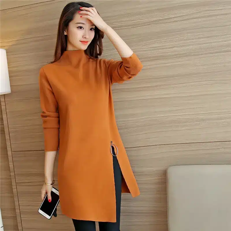 2017 NEW Women Knitted Sweater Fashion Spring Autumn Sexy Side Split Irregular Casual Pullover Sweater Lady Knitwear YAGENZ K320 21