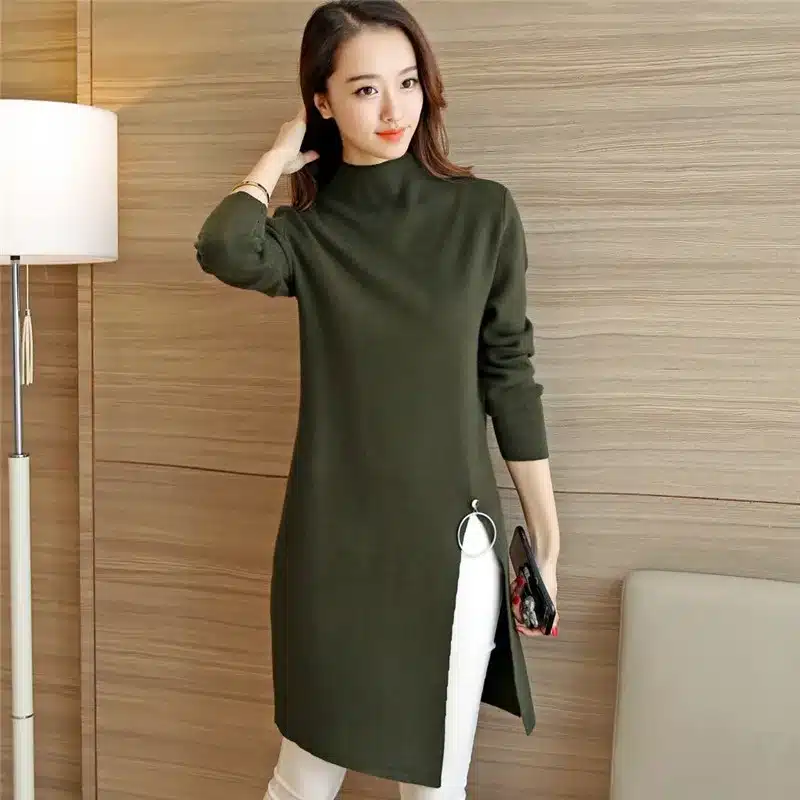 2017 NEW Women Knitted Sweater Fashion Spring Autumn Sexy Side Split Irregular Casual Pullover Sweater Lady Knitwear YAGENZ K320 26