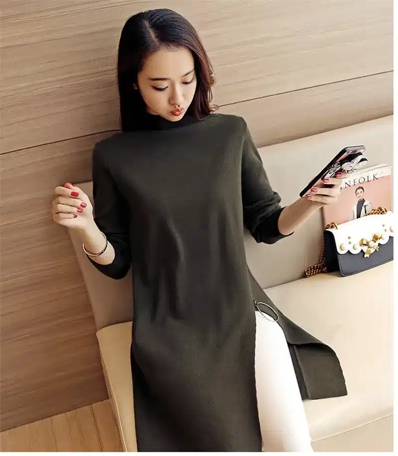 2017 NEW Women Knitted Sweater Fashion Spring Autumn Sexy Side Split Irregular Casual Pullover Sweater Lady Knitwear YAGENZ K320 27