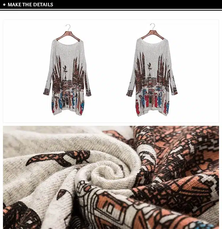 New 2017 Autumn Casual Long Women Sweater Coat Batwing Sleeve Print Women's Sweaters Clothes Pullovers Fashion Pullover Clothing 17