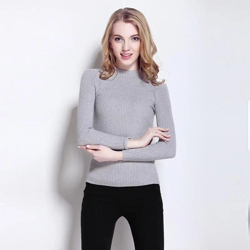 High quality cashmere Winter sweater pullover high collar turtleneck sweater 12 solid color women's basic Casual sweaters 4