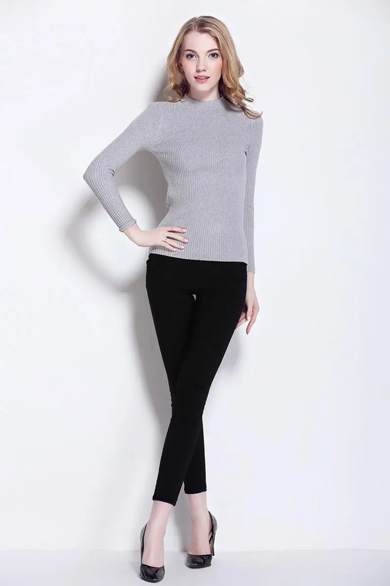 High quality cashmere Winter sweater pullover high collar turtleneck sweater 12 solid color women's basic Casual sweaters 7