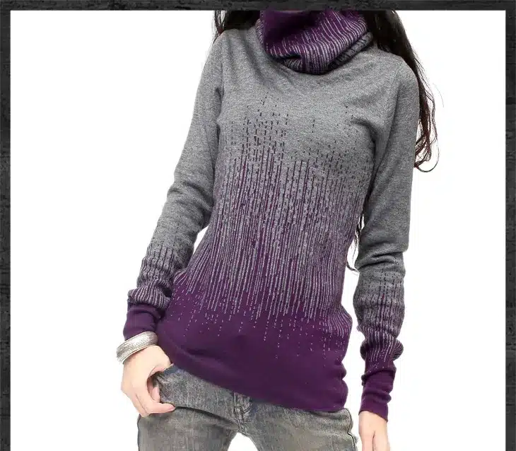 Women's Gradient Black Blue Vintage Cashmere Sweater Women Winter Turtleneck Thick Sweaters And Pullovers Female Warm Jumpers 9