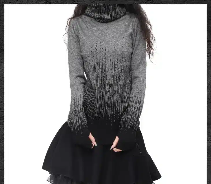 Women's Gradient Black Blue Vintage Cashmere Sweater Women Winter Turtleneck Thick Sweaters And Pullovers Female Warm Jumpers 11