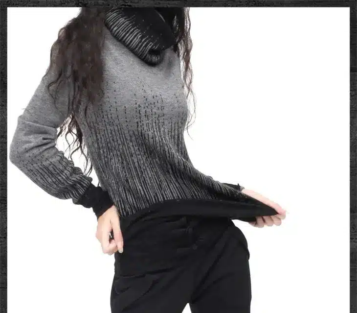 Women's Gradient Black Blue Vintage Cashmere Sweater Women Winter Turtleneck Thick Sweaters And Pullovers Female Warm Jumpers 12