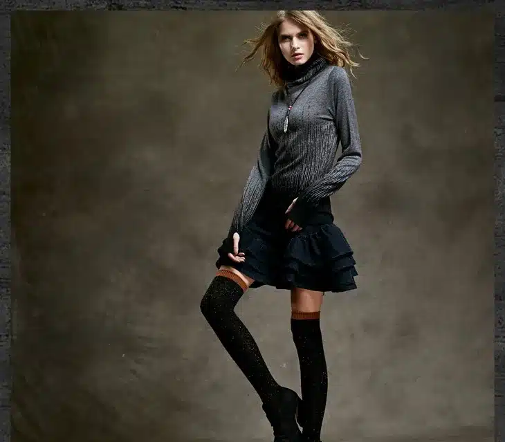 Women's Gradient Black Blue Vintage Cashmere Sweater Women Winter Turtleneck Thick Sweaters And Pullovers Female Warm Jumpers 18