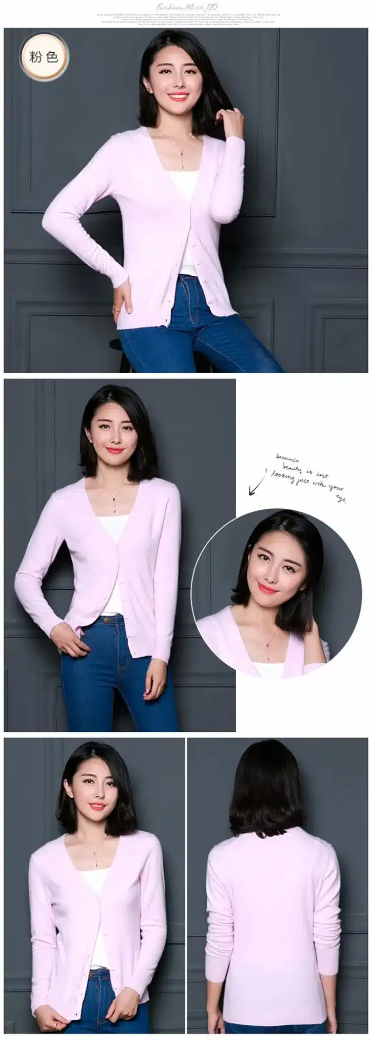 Lafarvie Women Autumn Winter Cashmere Blend Sweater V-Neck Cardigan Long Sleeve Jumpers Womens Knitted Sweaters 9 Colors S-XXXL 12