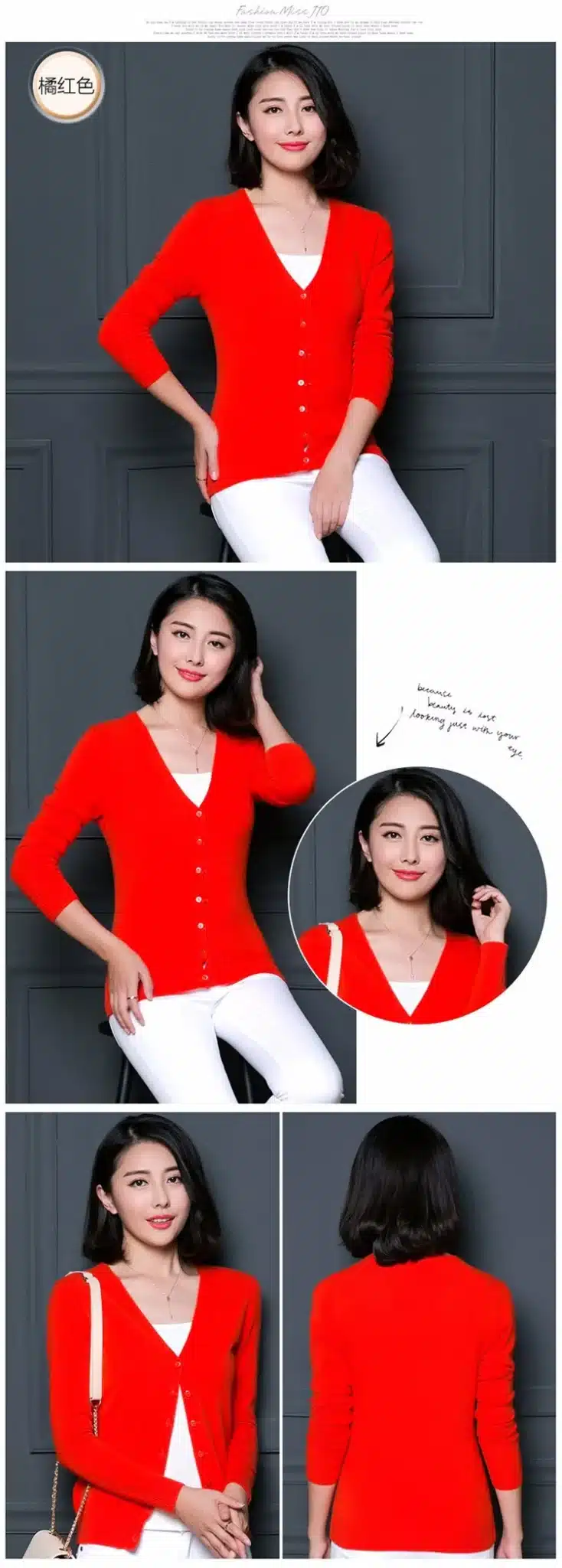 Lafarvie Women Autumn Winter Cashmere Blend Sweater V-Neck Cardigan Long Sleeve Jumpers Womens Knitted Sweaters 9 Colors S-XXXL 14
