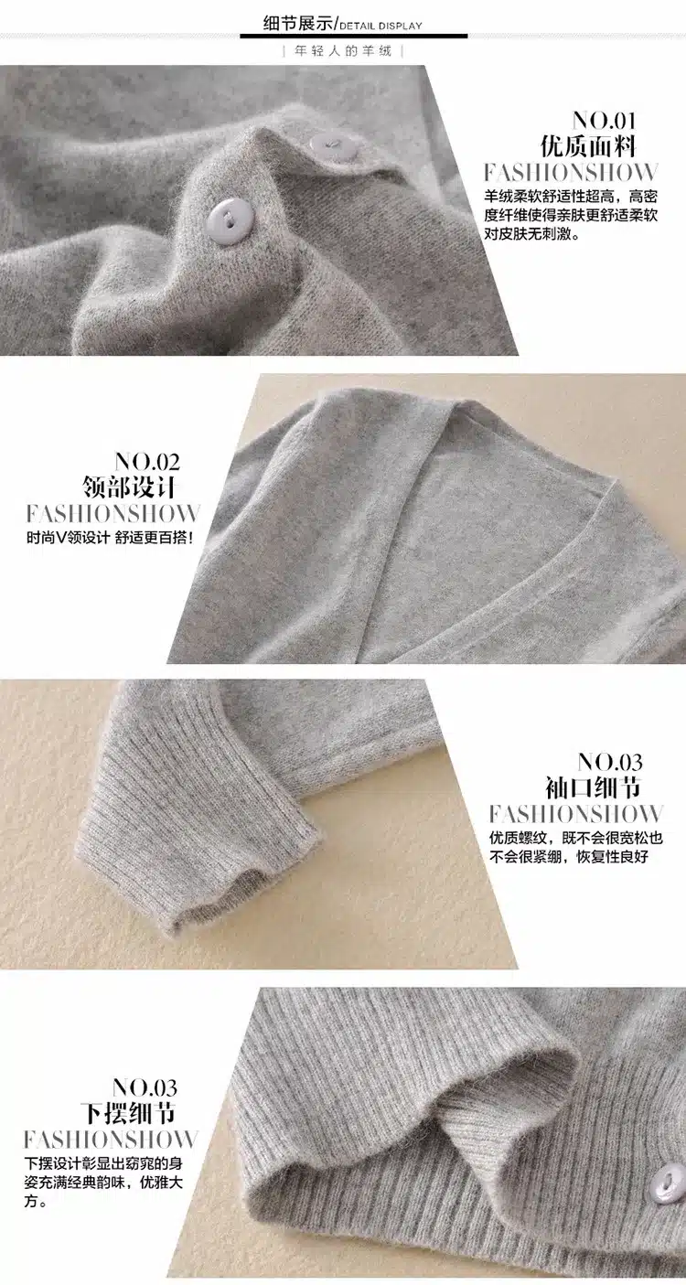 Lafarvie Women Autumn Winter Cashmere Blend Sweater V-Neck Cardigan Long Sleeve Jumpers Womens Knitted Sweaters 9 Colors S-XXXL 19