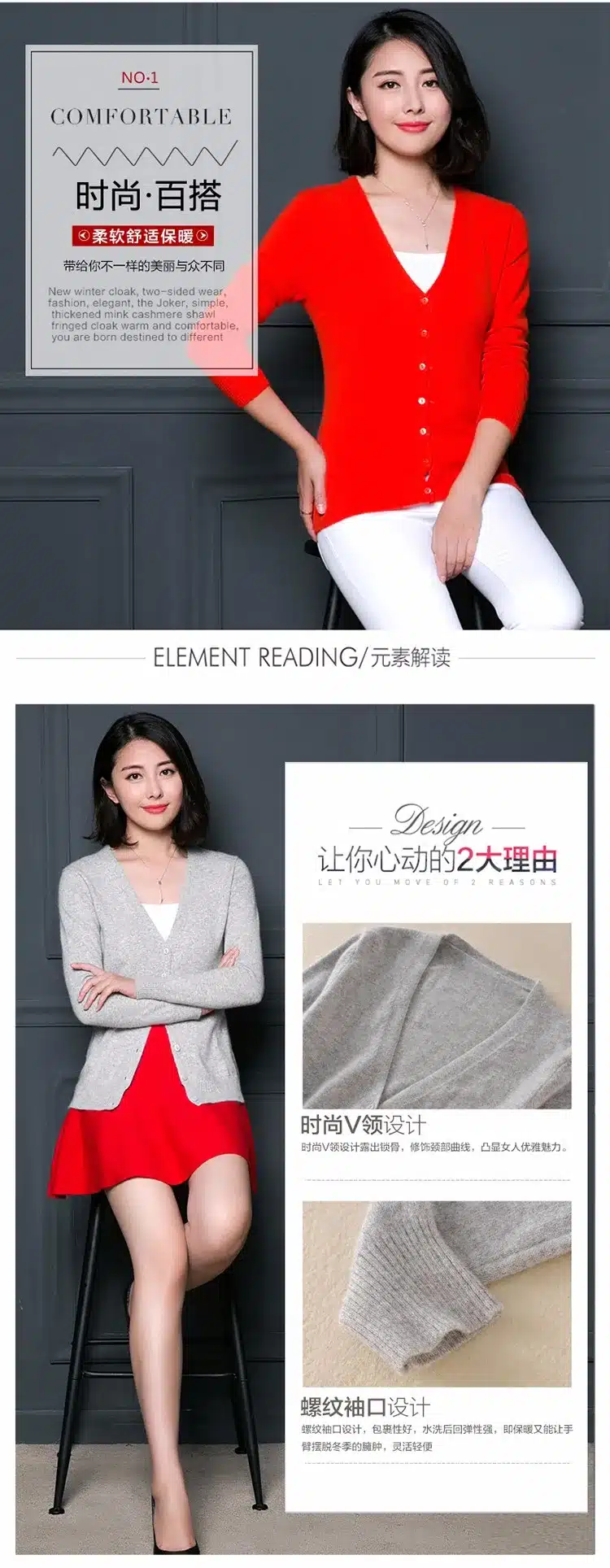 Lafarvie Women Autumn Winter Cashmere Blend Sweater V-Neck Cardigan Long Sleeve Jumpers Womens Knitted Sweaters 9 Colors S-XXXL 20