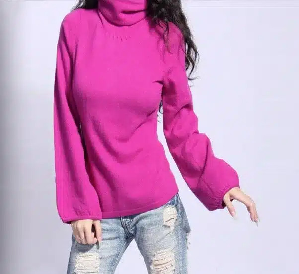 Lafarvie Quality Fashion Cashmere Blended Knitted Sweater Women Tops Winter Autumn Puff Sleeve Turtleneck Female Pullover Jumper 14